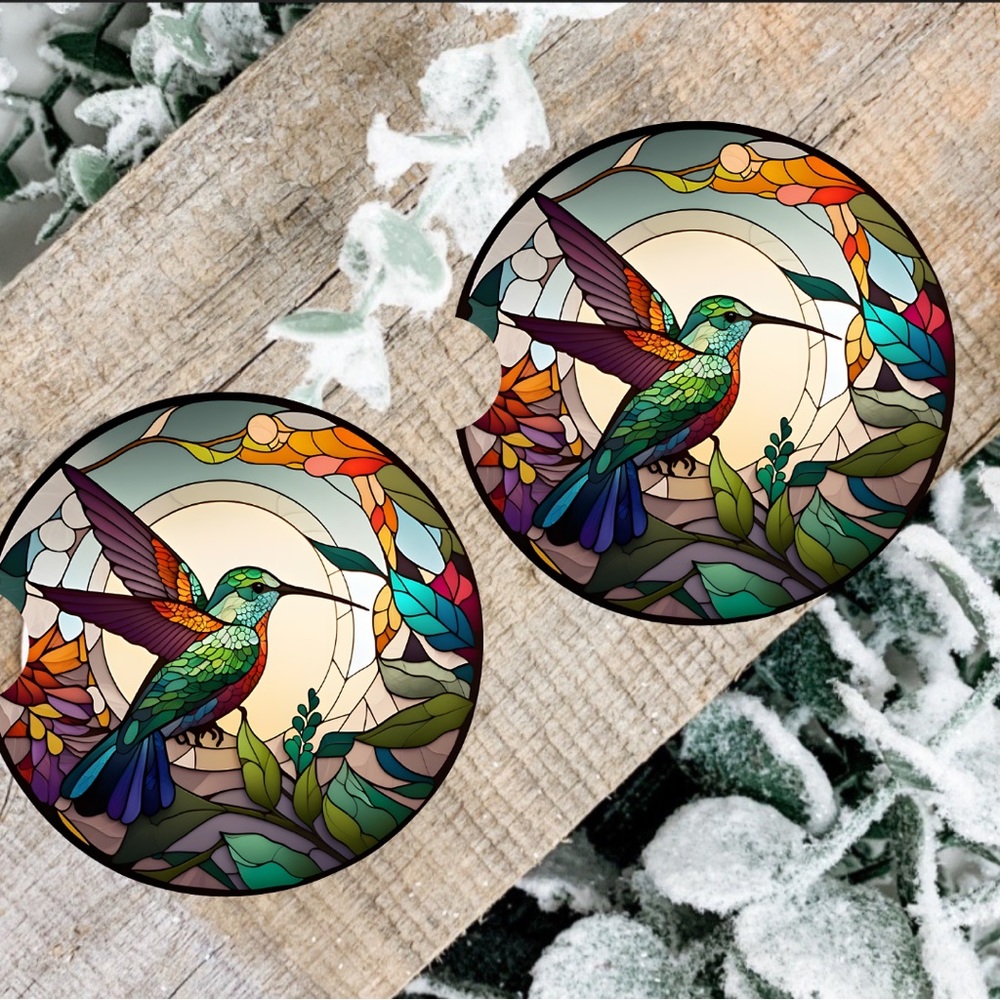 Handmade Hummingbird Car Coasters | New Set Of Two Hummingbird Car Coast…